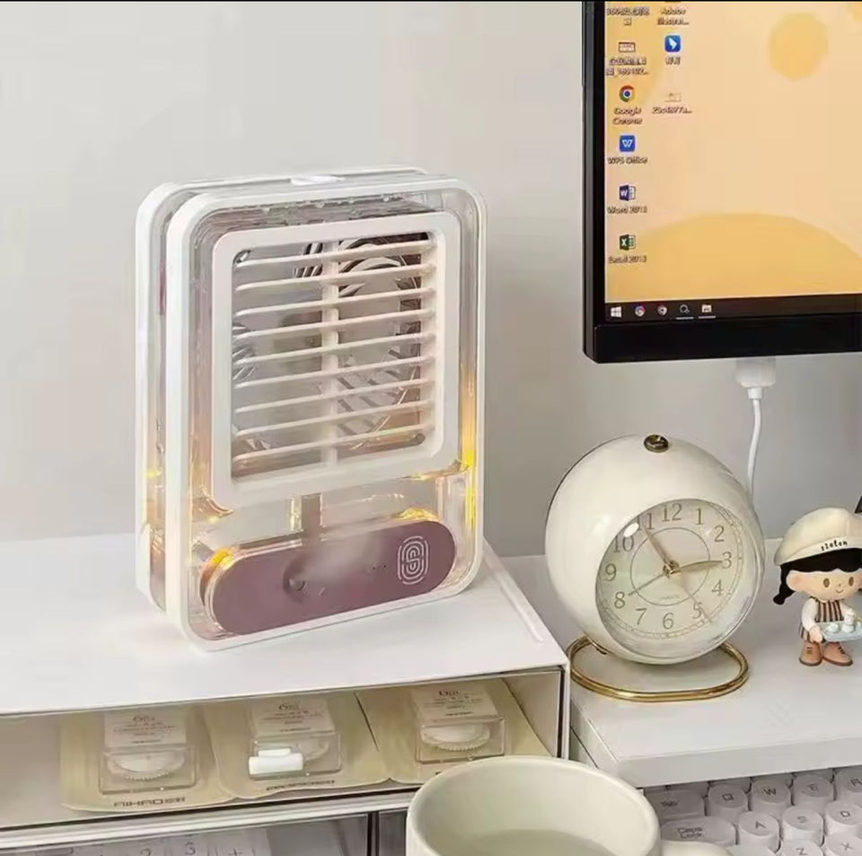 Mini Ventilador & Humidificador 2 en 1 | Aire Fresco en Segundos