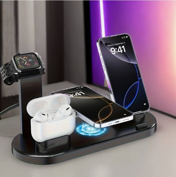 CARGADOR INALAMBRICO 5 EN 1 - CARGA IPHONE, AIRPODS, APPLE WATCH Y MÁS AL MISMO TIEMPO